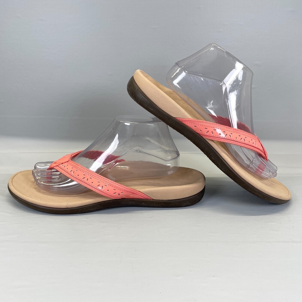 Vionic Casandra Thong Sandals Womens Size 11 Pink Leather Orthotic Comfort Shoes - Picture 6 of 10